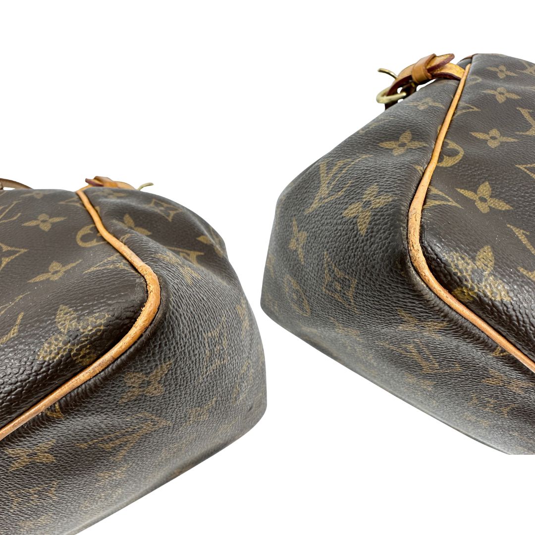 angoli  Borsa LV in canvas marrone monogram con finiture in vacchetta naturale, di lusso, originale, buone condizioni. 