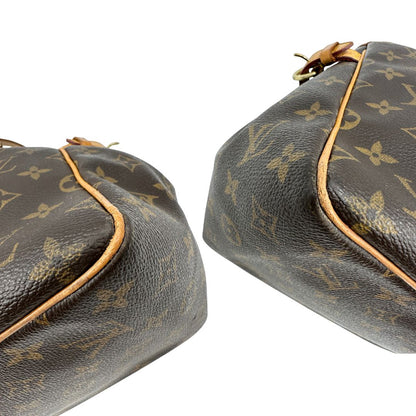 angoli  Borsa LV in canvas marrone monogram con finiture in vacchetta naturale, di lusso, originale, buone condizioni. 