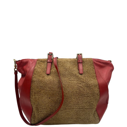 retro  Borsa Borbonese in tessuto trama occhio di pernice e finiture in pelle rossa, di lusso, originale, ottime condizioni, usata 
