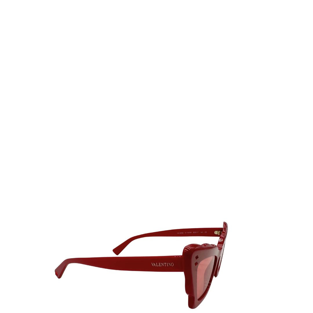 Occhiali da sole Valentino Garavani in acetato rosso impreziositi da mini borchie tono su tono
