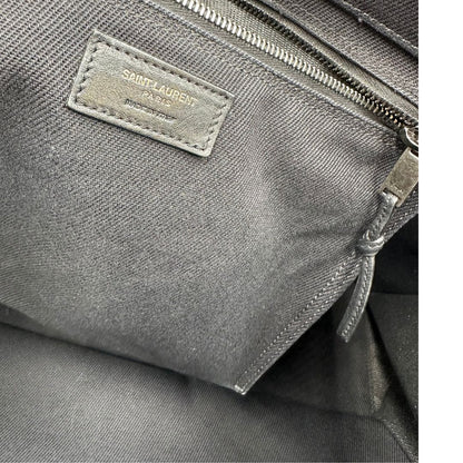 interno Borsa tote Saint Laurent Rive Gauche realizzata in tessuto nero con manici in pelle tono su tono, di lusso, originale , ottime condizioni, usata 