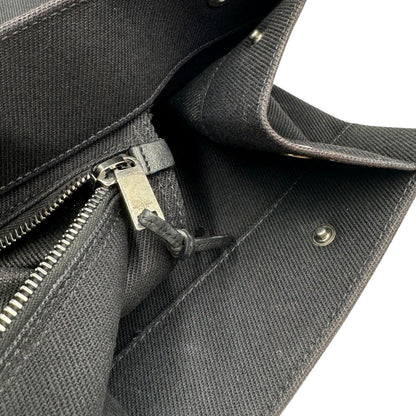 interno Borsa tote Saint Laurent Rive Gauche realizzata in tessuto nero con manici in pelle tono su tono, di lusso, originale , ottime condizioni, usata 