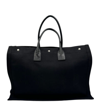 Borsa tote Saint Laurent Rive Gauche realizzata in tessuto nero con manici in pelle tono su tono, di lusso, originale , ottime condizioni, usata