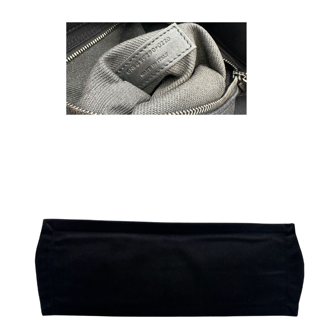 Borsa tote Saint Laurent Rive Gauche realizzata in tessuto nero con manici in pelle tono su tono, di lusso, originale , ottime condizioni, usata