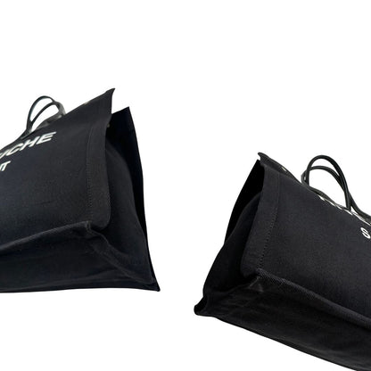 angoli Borsa tote Saint Laurent Rive Gauche realizzata in tessuto nero con manici in pelle tono su tono, di lusso, originale , ottime condizioni, usata