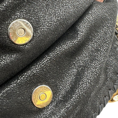  Borsa Falabella nella versione fold over tote nera, con hardware dorato e argentato, di lusso, originale, ottime condizioni, usata