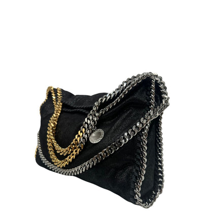 lqato  Borsa Falabella nella versione fold over tote nera, con hardware dorato e argentato, di lusso, originale, ottime condizioni, usata 