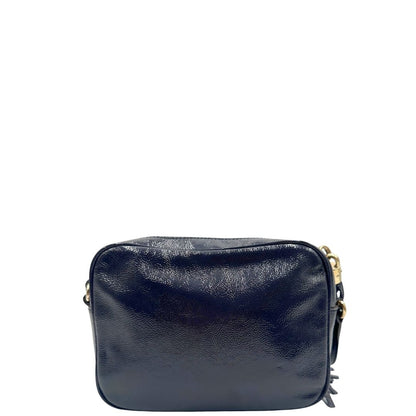 retro  Borsa Gucci Soho in pelle color blu notte, con iconica G sul front, munita di una tracolla regolabile, di lusso, originale, ottime condizioni 