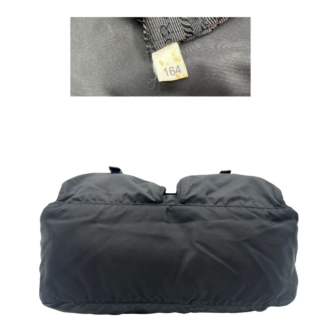base  Borsa Prada in nylon nero e hardware argentato, di lusso, originale, ottime condizioni, usata 
