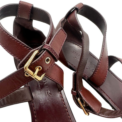 Sandali con zeppa Burberry in pelle color cerise purple e dettagli tartan.