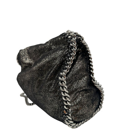 lato Borsa Falabella in shaggy dear nero e hardware argentato, nella versione mini, indossabile a tracolla, a spalla e a mano, di lusso, originale, ottime condizioni 