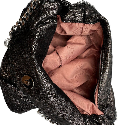 interno Borsa Falabella in shaggy dear nero e hardware argentato, nella versione mini, indossabile a tracolla, a spalla e a mano, di lusso, originale, ottime condizioni 