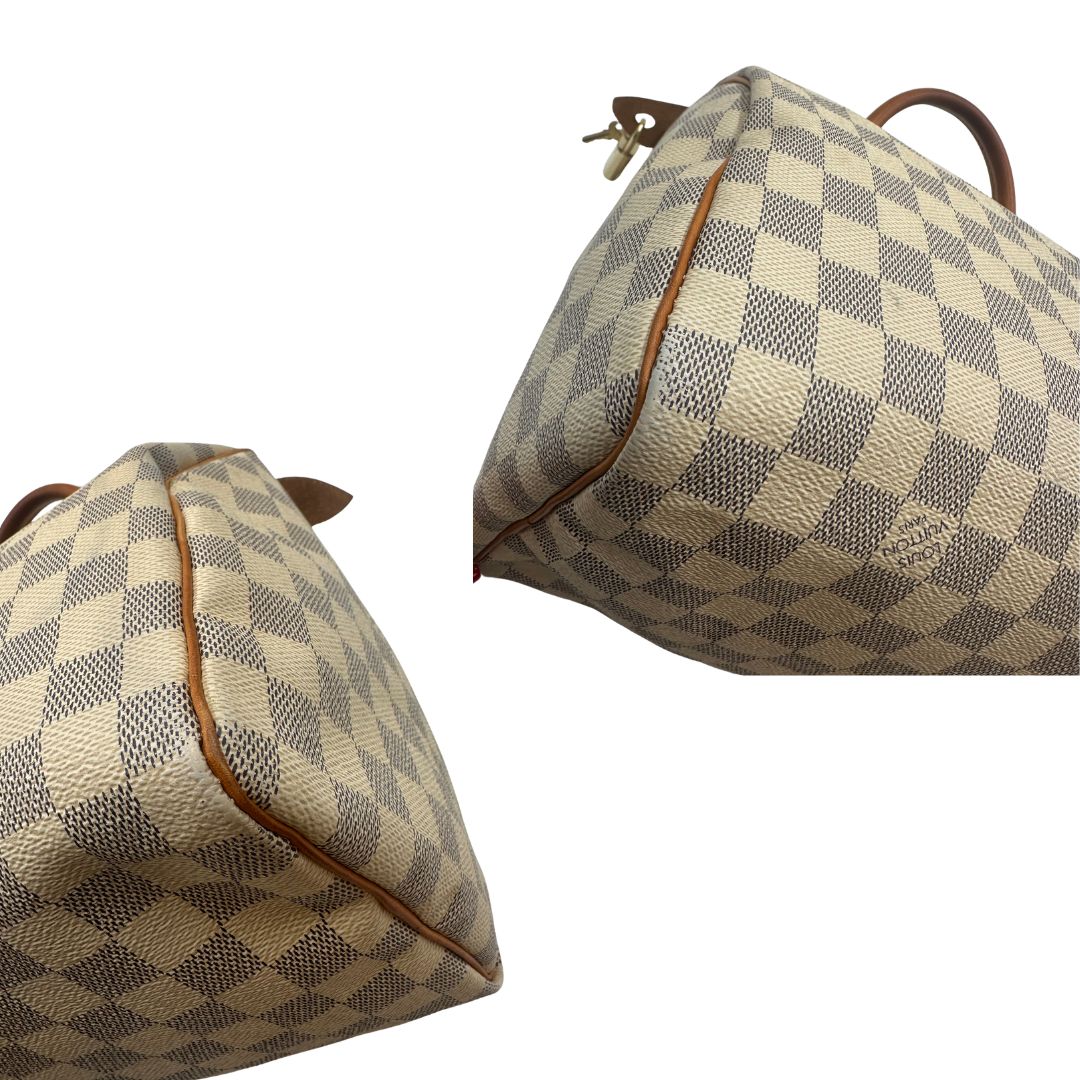 angoli Speedy Louis Vuitton in canvas damier azur nella misura 30, di lusso, originale, ottime condizioni, usato 