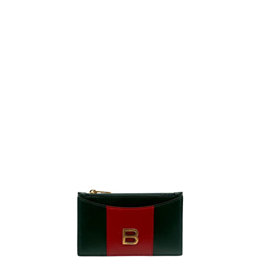Portafoglio Gucci x Balenciaga The Hacker Project in pelle verde e rossa con hardware oro