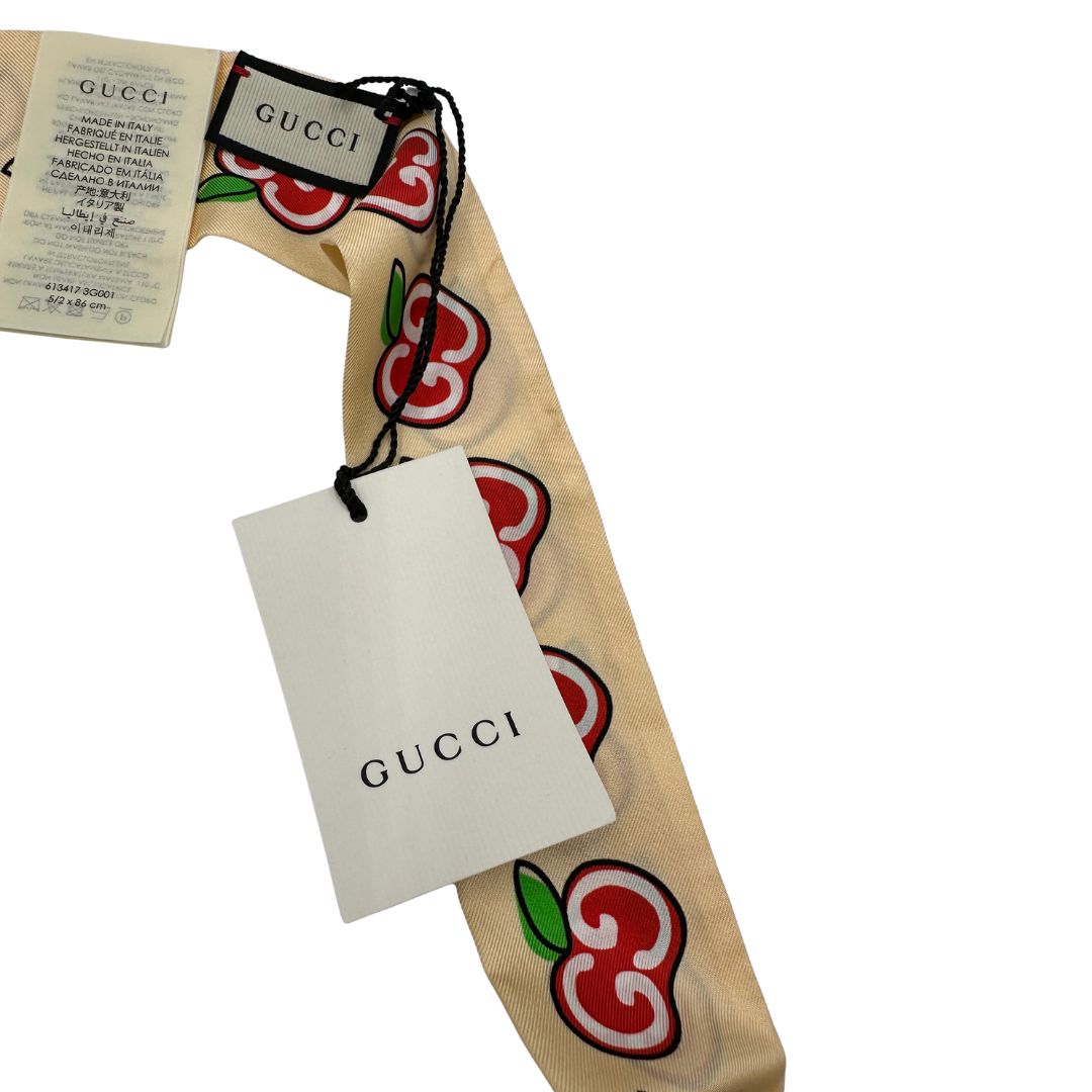 Bandeau Gucci in 100% seta con stampa di mele