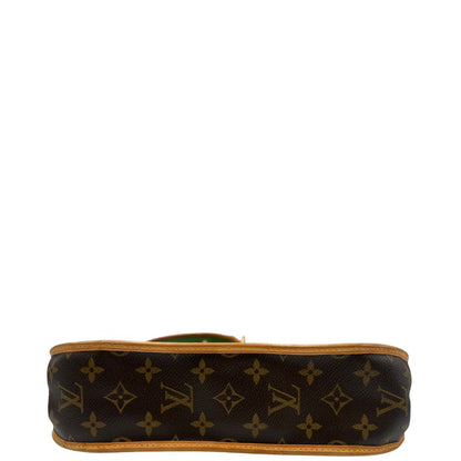 base Borsa LV in canvas monogrammato marrone e hardware dorato, indossabile a spalla 