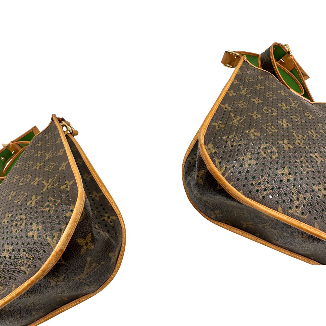 angoli Borsa LV in canvas monogrammato marrone e hardware dorato, indossabile a spalla 