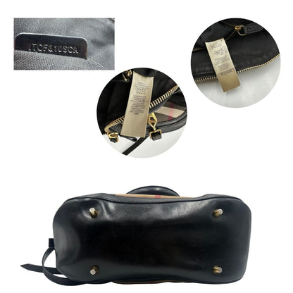 Borsa Burberry in tessuto trama tartan con finiture in pelle nera