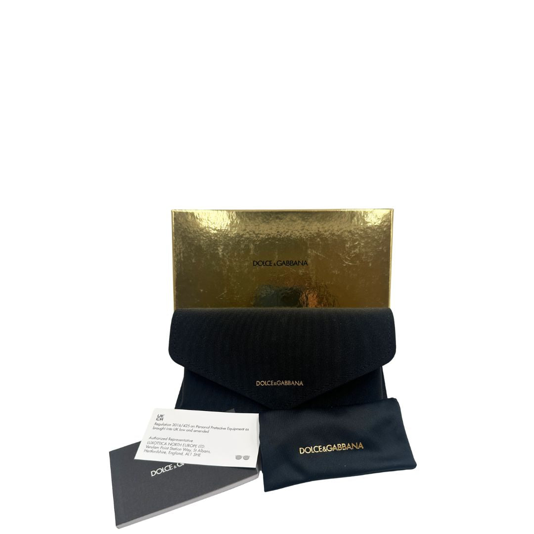  Occhiali da sole Dolce & Gabbana in acetato nero impreziositi da inserti metallici dorati, di lusso, originali, ottime condizioni