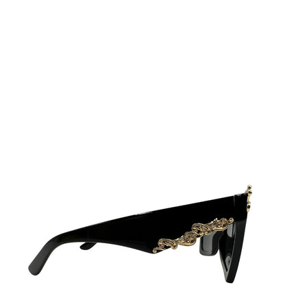  Occhiali da sole Dolce & Gabbana in acetato nero impreziositi da inserti metallici dorati, di lusso, originali, ottime condizioni