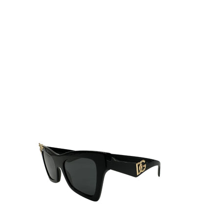  Occhiali da sole Dolce & Gabbana in acetato nero impreziositi da inserti metallici dorati, di lusso, originali, ottime condizioni