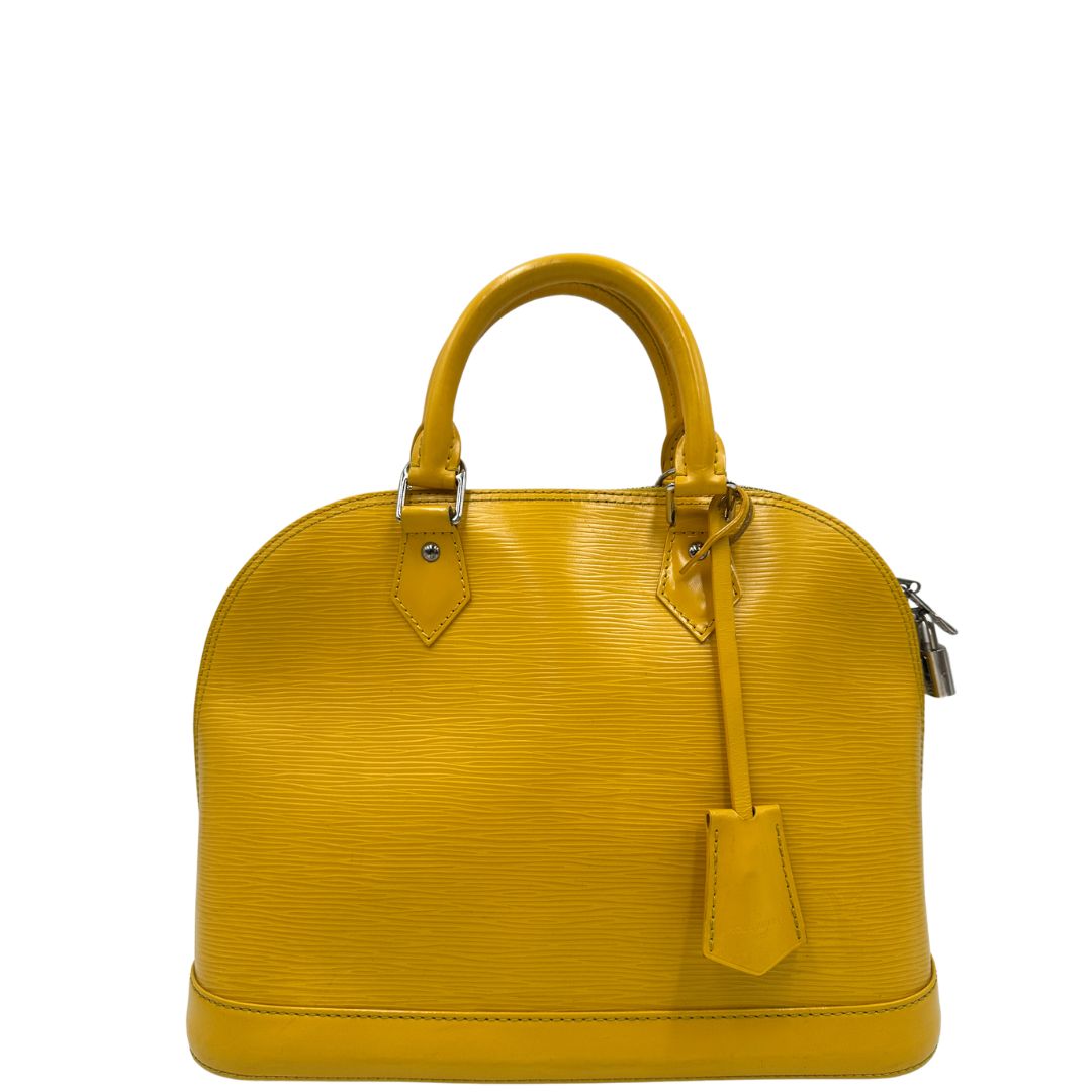 front Louis Vuitton Alma in pelle epi gialla nella versione PM, di lusso, originale, ottime condizioni, usata 