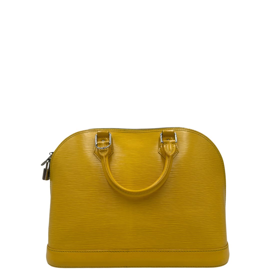 retro Louis Vuitton Alma in pelle epi gialla nella versione PM, di lusso, originale, ottime condizioni, usata 