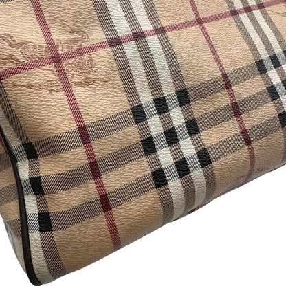 Shopper Burberry in canvas beige con classica trama tartan e finiture in pelle