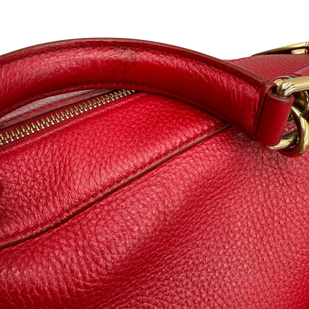 Borsa D&G in pelle trapuntata rossa e hardware dorato, indossabile a mano oppure a spalla, di lusso, originale, buone condizioni, usata