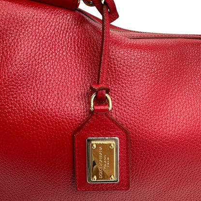  Borsa D&G in pelle trapuntata rossa e hardware dorato, indossabile a mano oppure a spalla, di lusso, originale, buone condizioni, usata