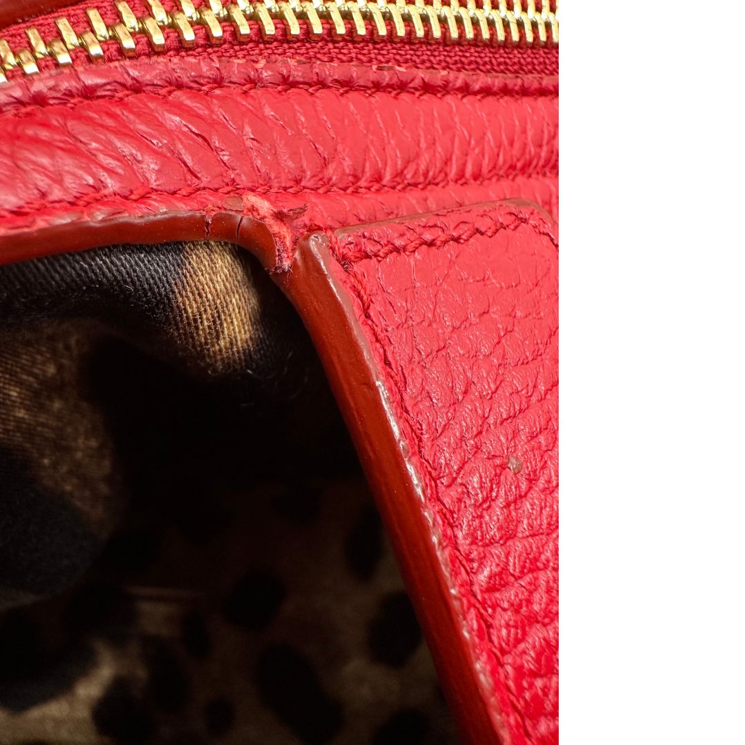 interno Borsa D&G in pelle trapuntata rossa e hardware dorato, indossabile a mano oppure a spalla, di lusso, originale, buone condizioni, usata