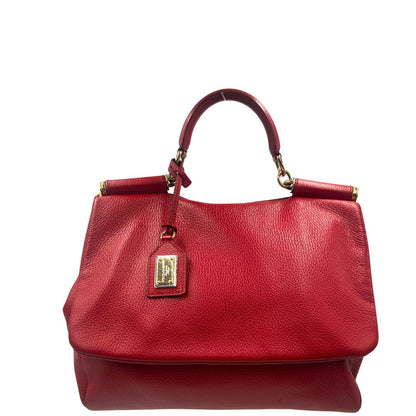front  Borsa D&G in pelle trapuntata rossa e hardware dorato, indossabile a mano oppure a spalla, di lusso, originale, buone condizioni, usata 