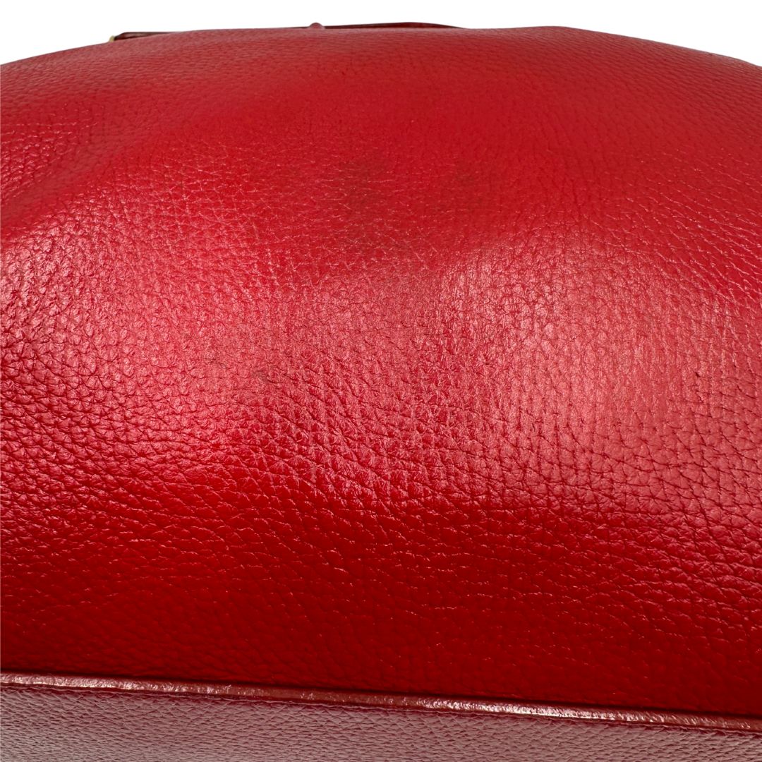  Borsa D&G in pelle trapuntata rossa e hardware dorato, indossabile a mano oppure a spalla, di lusso, originale, buone condizioni, usata