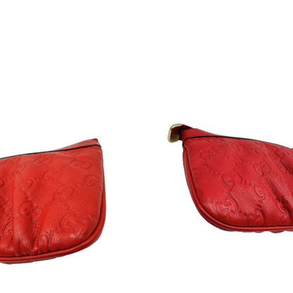 Pochette Gucci in pelle rossa con trama Guccissima, da poratre a mano. Originale, usata, di lusso, in ottime condizioni.