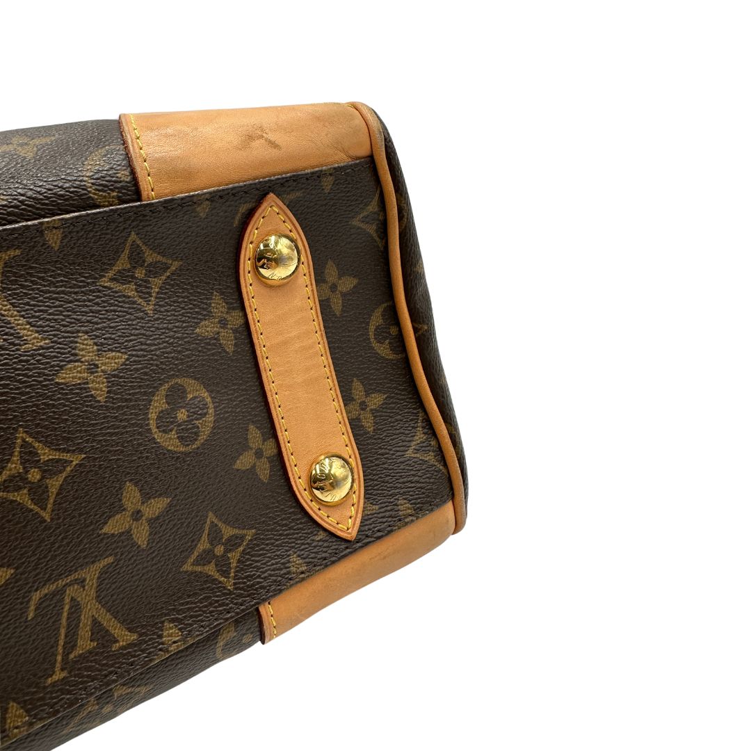 angolo  Borsa LV in canvas monogrammato marrone e hardware dorato, nella versione MM, di lusso, originale, ottime condizioni, usata 