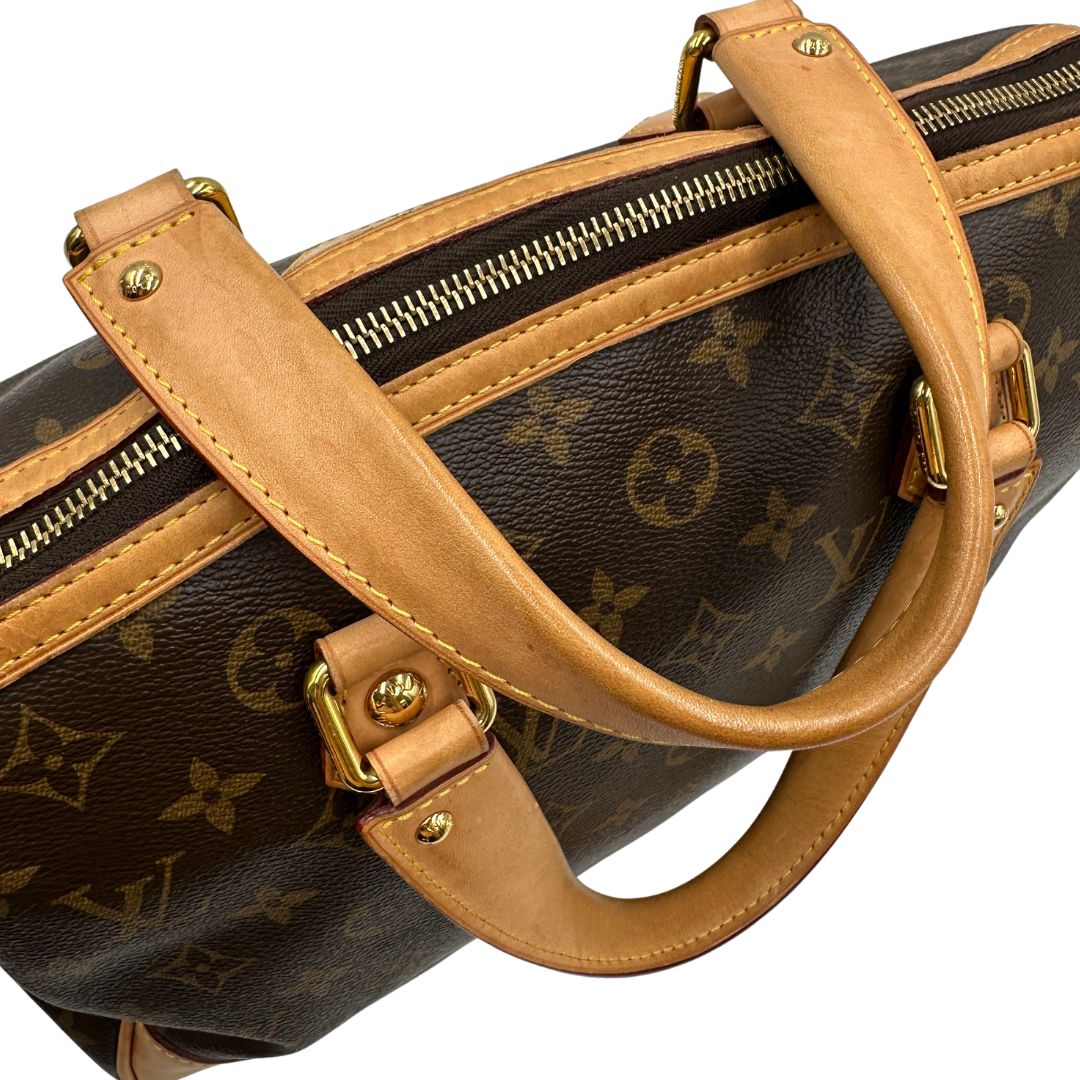 manici   Borsa LV in canvas monogrammato marrone e hardware dorato, nella versione MM, di lusso, originale, ottime condizioni, usata 