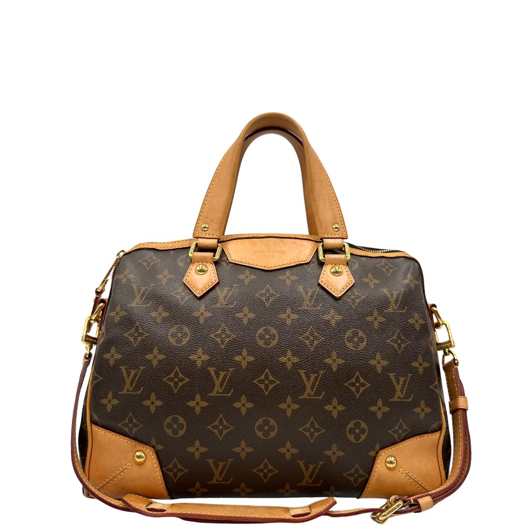 front  Borsa LV in canvas monogrammato marrone e hardware dorato, nella versione MM, di lusso, originale, ottime condizioni, usata 