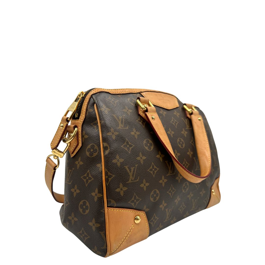 lato  Borsa LV in canvas monogrammato marrone e hardware dorato, nella versione MM, di lusso, originale, ottime condizioni, usata 