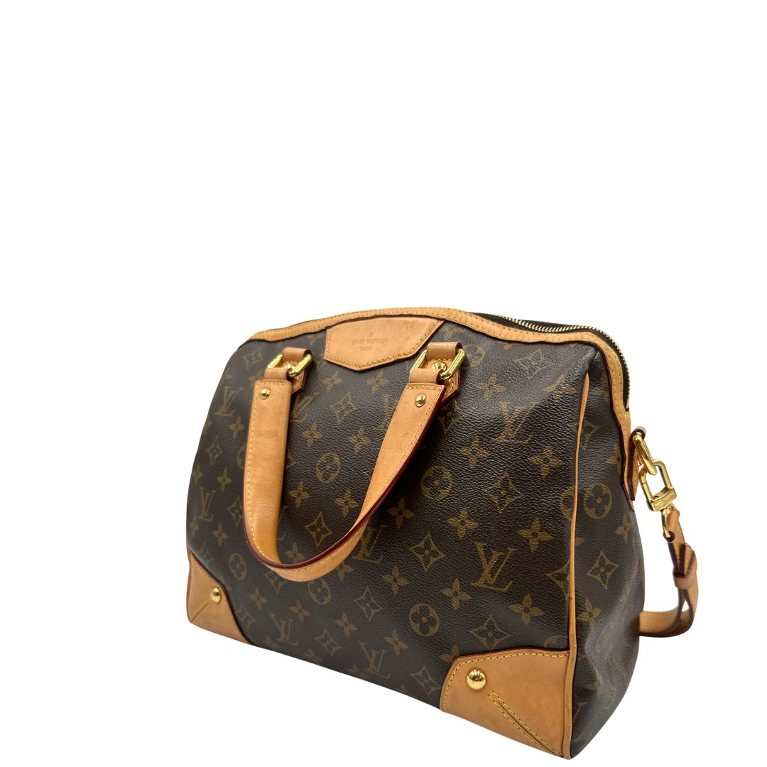 lato  Borsa LV in canvas monogrammato marrone e hardware dorato, nella versione MM, di lusso, originale, ottime condizioni, usata 