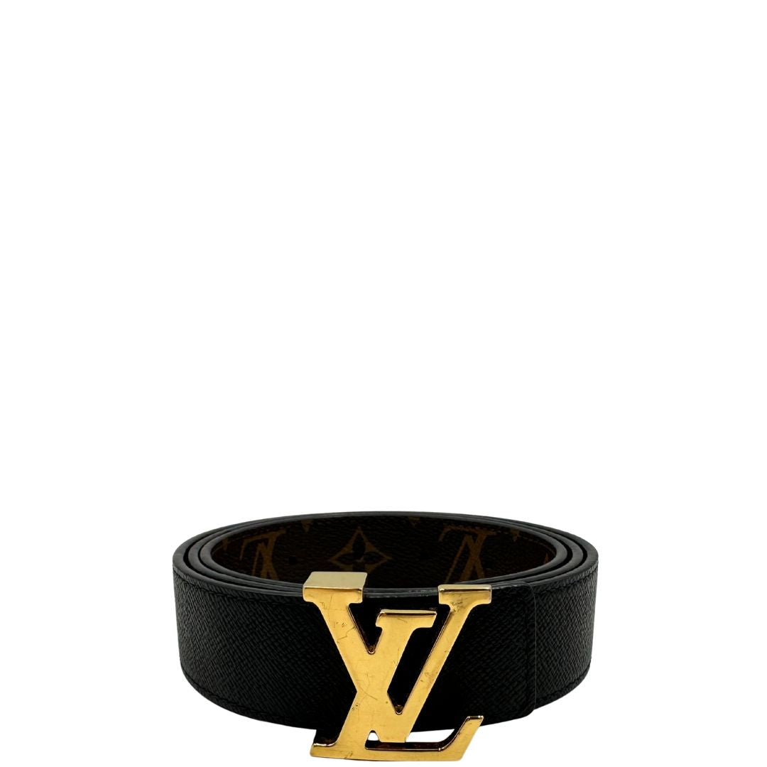 cintura LV double face in canvas marrone monogram e nera, di lusso, originale, ottime condizioni