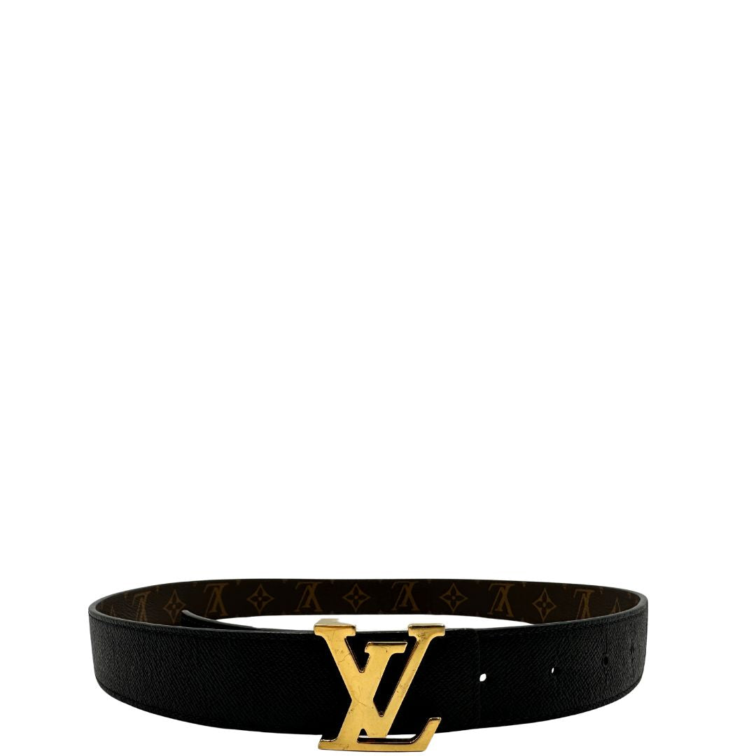 front cintura LV double face in canvas marrone monogram e nera, di lusso, originale, ottime condizioni