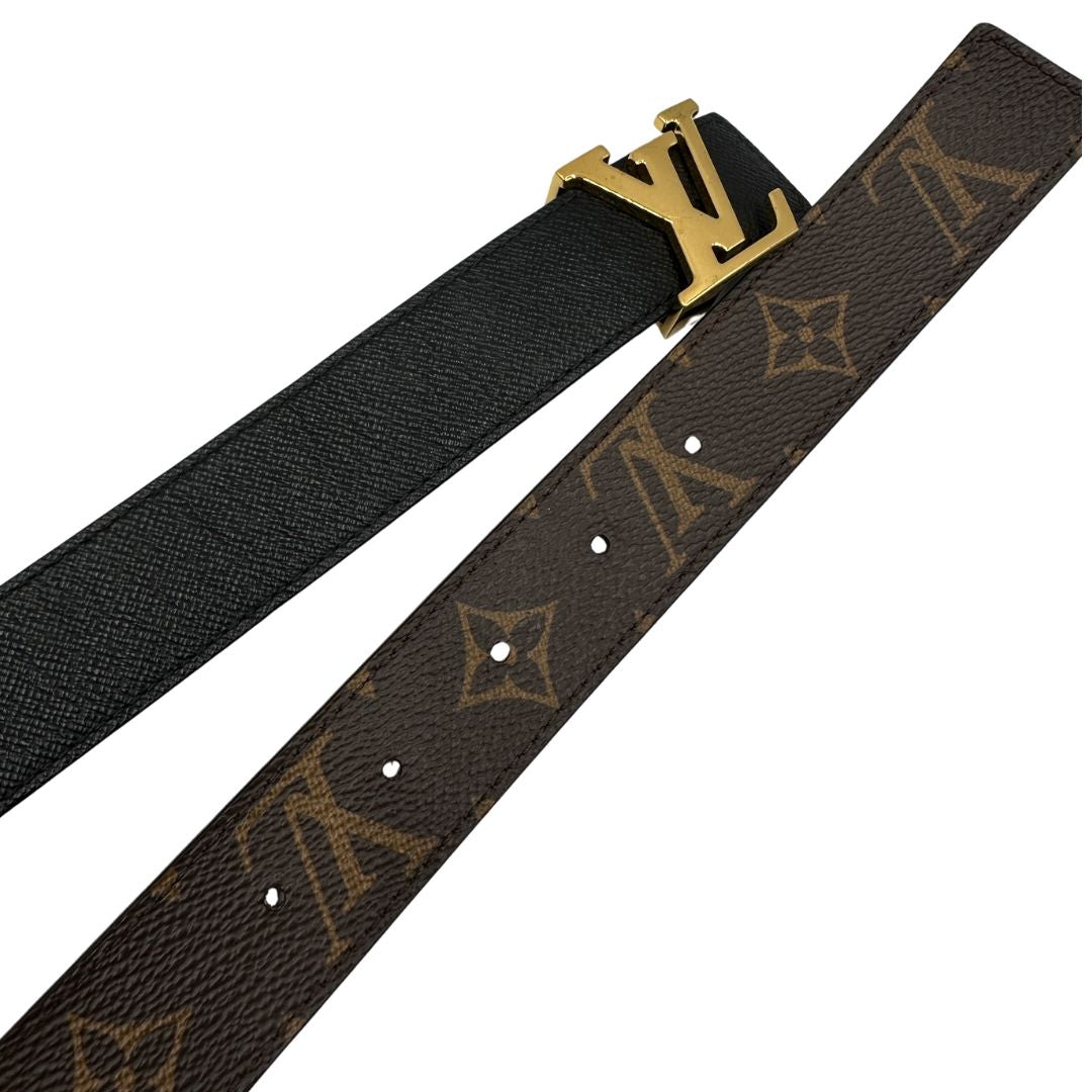 cintura LV double face in canvas marrone monogram e nera, di lusso, originale, ottime condizioni