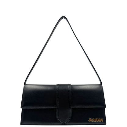 front   Borsa Jacquemus Le Long Bambino in pelle nera con hardware dorato