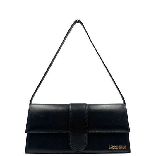 front   Borsa Jacquemus Le Long Bambino in pelle nera con hardware dorato