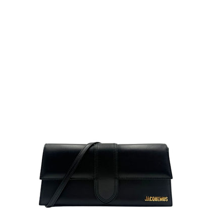 front  Borsa Jacquemus Le Long Bambino in pelle nera con hardware dorato 