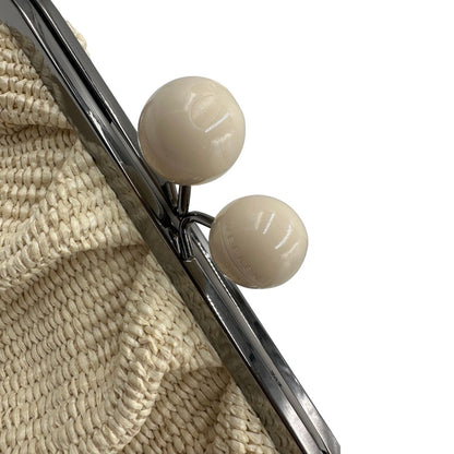 Iconico pasticcino Max Mara in tessuto effeto rafia, indossabile a spalla o a tracolla 
