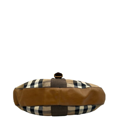 base Capiente shopper Burberry in canvas beige con classica trama tartan e finiture in pelle tono su tono, di lusso, originale, ottime condizioni, usata 