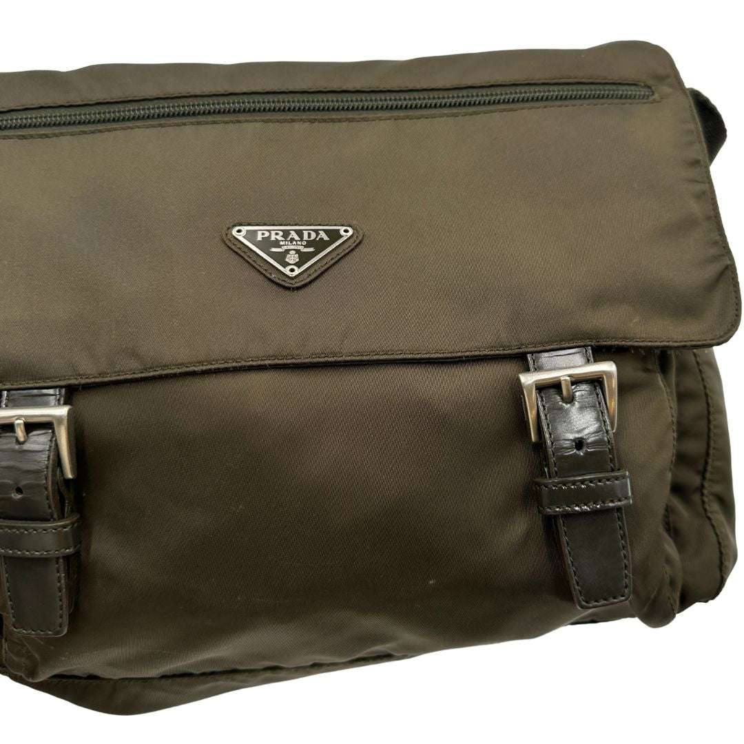 Cartella Prada nylon verde