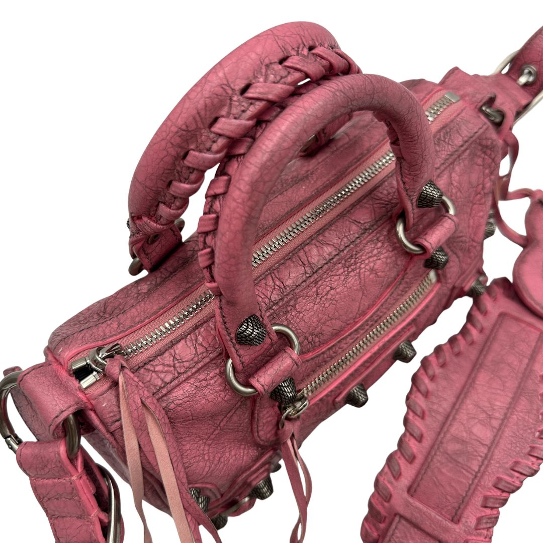 manici Borsa Balenciaga in pelle Arena rosa con hardware argentato, di lusso, originale, ottime condizioni, usata 