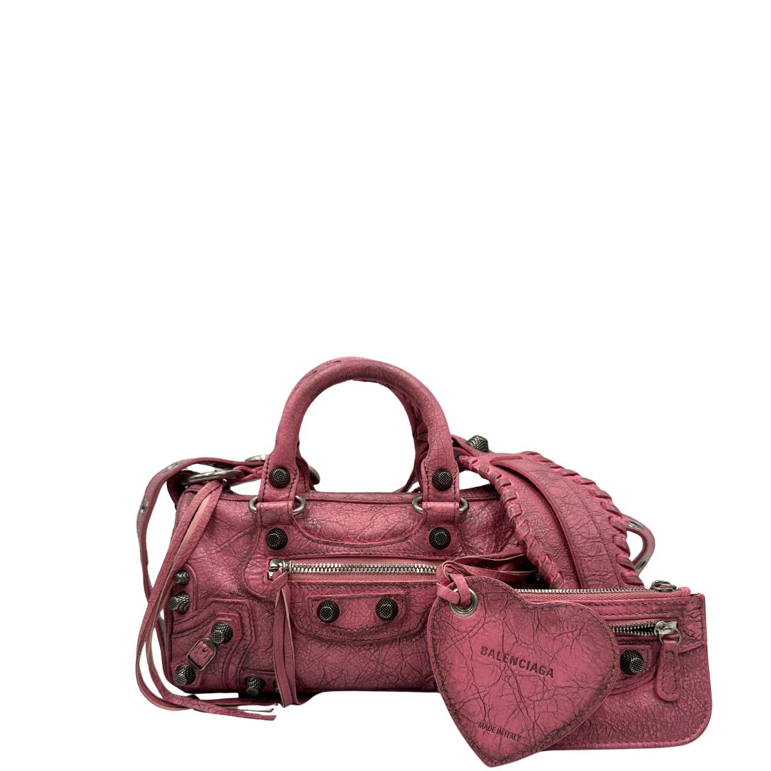 front Borsa Balenciaga in pelle Arena rosa con hardware argentato, di lusso, originale, ottime condizioni, usata 